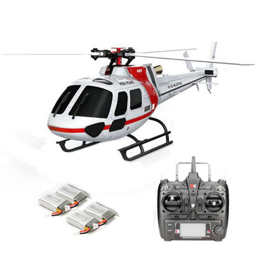 Picture of XK K123 6CH Brushless 3D6G System AS350 Scale RC Helicopter Compatible with FUTAB-A S-FHSS 4PCS 3.7V 500MAH Lipo Battery