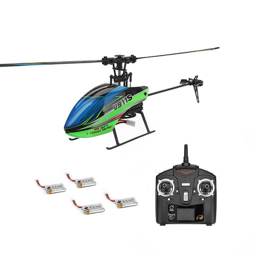 Immagine di WLtoys V911S 2.4G 4CH 6-Aixs Gyro Flybarless RC Helicopter RTF With 4PCS 3.7V 250MAh Lipo Battery