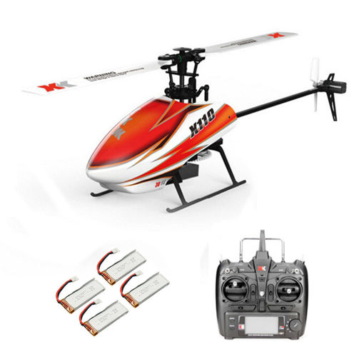 Picture of XK K110 2.4G 6CH 3D Flybarless RC Helicopter RTF Compatible With FU-TABA S-FHSS With 4PCS 3.7V 450MAH Lipo Battery